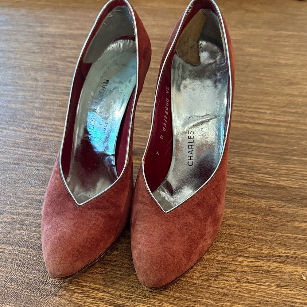 Vintage Charles Jordan Suede Heels size 7